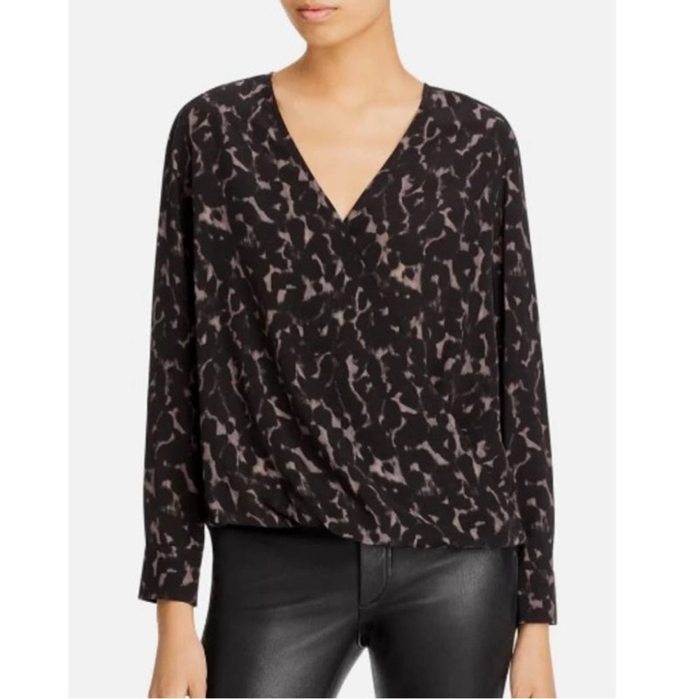 RAILS Hillary Top In Diffused Cheetah print, long sleeve, high low hem